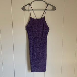 H&M purple sparkly cross back tight fit short dress